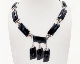 Silver Necklace Black Onyx