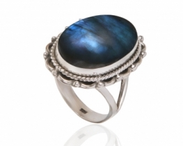 Srebrn prstan Aurora Vintage - Labradorit oval