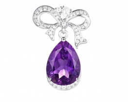 Silver Pendant Amethyst Art Nouveau