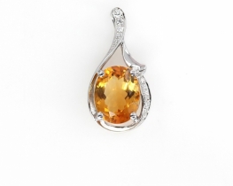 Silver Pendant Love Smile Citrine