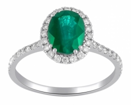 Gold Ring EVITA - Emerald & Diamonds