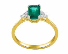 Gold Ring COLUMBIANA - Emerald & Diamonds