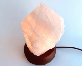 Rose Quartz Lamp on a wooden base