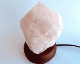 Rose Quartz Lamp on a wooden base