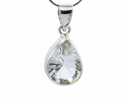 Silver Pendant Rock Crystal teardrop 18 x 25 mm