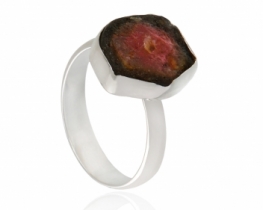 Silver Ring Tourmaline Watermelon