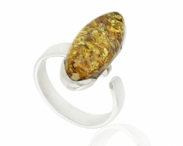 Silver Ring Green Amber VITA