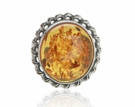 Srebrn prstan jantar 15 x 18 mm