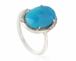 Silver ring Turquoise Allegro - Blue Bird 10 x 14 mm