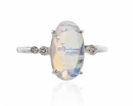 Silver Ring Allegretto - Opal with Diamonds