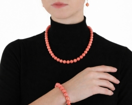 Ogrlica zapestnica in uhani roza korale - set ROSE