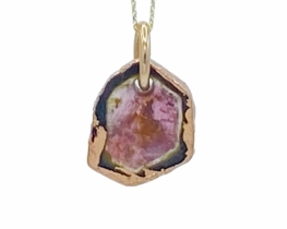 Silver Pendant Watermelon Tourmaline - Pink Silver