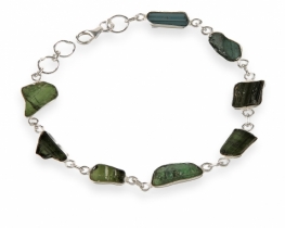 Silver Bracelet Green Tourmalines Geos