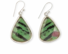 Ruby Zoisite Silver Earrings