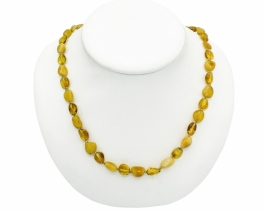 Necklace Yellow & Honey Amber 7 x 9 mm.