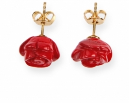 Zlati uhani korala RED ROSE 12 in 14 mm
