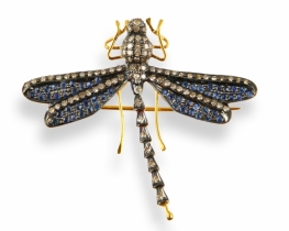 Green Dragonfly Gold Brooch