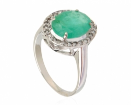 Gold Ring Muse - Emerald and Diamonds