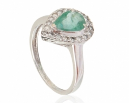 Gold Ring EVELINE Emerald & Diamonds