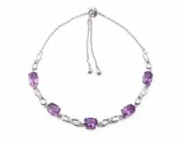 Silver Bracelet LOVE SMILE Promenade with Amethyst