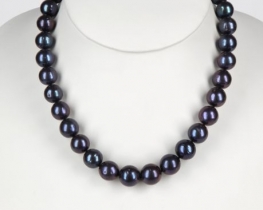 Black Pearl Necklace Oprah 11-14 mm - Gold