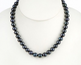 Black Freshwater Pearl Necklace EVITA P. 10 mm