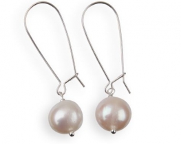 Silver Pearl Earrings MIRAMAR 12 mm