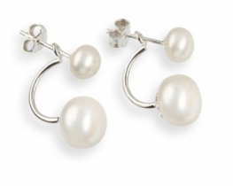 Silver Pearl Earrings Orion Duo