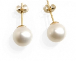 Gold Pearl Earrings Miramar 8 mm AA