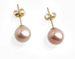 Gold Pearl Earrings ROSE Pearl 7 mm