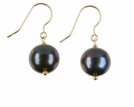 Gold Pearl Earrings Blue Velevet 10 mm