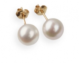 Yellow Gold Akoya Pearls Earrings 8,5 mm AA