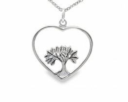 Silver Pendant Tree of Life in Heart