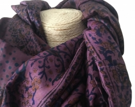Svilen šal VODNE LILIJE - vijolična