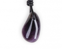 AMETHYST Pendant 25 x 15 mm on a cord 