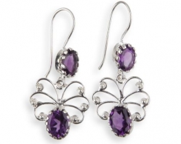 Silver Earrings CHARLOTTE - Amethyst, Citrine & Garnet