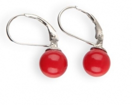 Silver Earrings Coral Love Red 6 & 8 mm