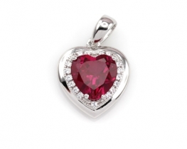 Silver Pendant LOVE HEART with Ruby