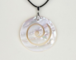 SPIRAL Pendant, Mother of Pearl on cord