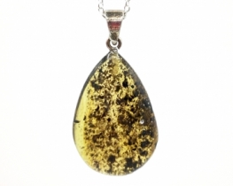 Silver Pendant Baltic GREEN Amber