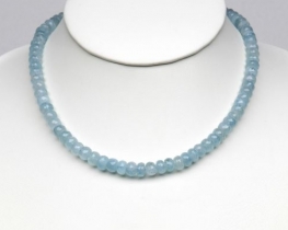 Necklace AQUAMARINE 7 mm Au