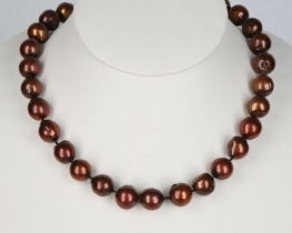 Necklace BAROQUE (golden brown pearls)