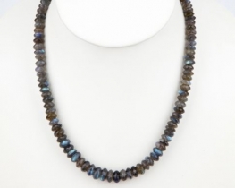 Labradorite Necklace Black Rainbow 6 - 9 mm