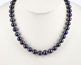 Black Pearl Necklace Miramar Blue 10 mm