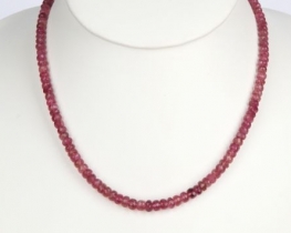 Gold Pink Tourmaline Necklace 6 mm 