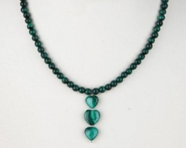 Necklace 3 HEARTS - Malachite L