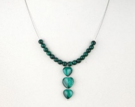 Necklace 3 HEARTS - Malachite s