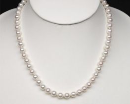 Sea Pearl Necklace Akoya 8 mm - Silver & Gold