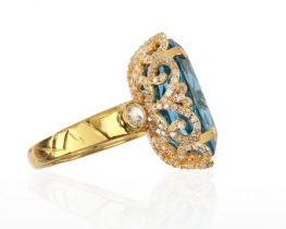 Prstan modri topaz in diamanti ADMIRAL BLUE