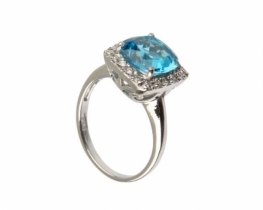 Prstan LOVE BLUE topaz Sky Blue 9 mm